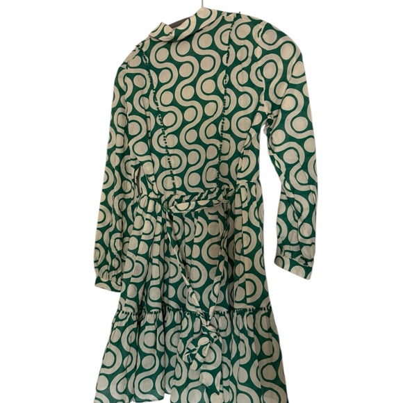 ZARA Amelie Green and ecru  Dress Size XS - Picture 3 of 4